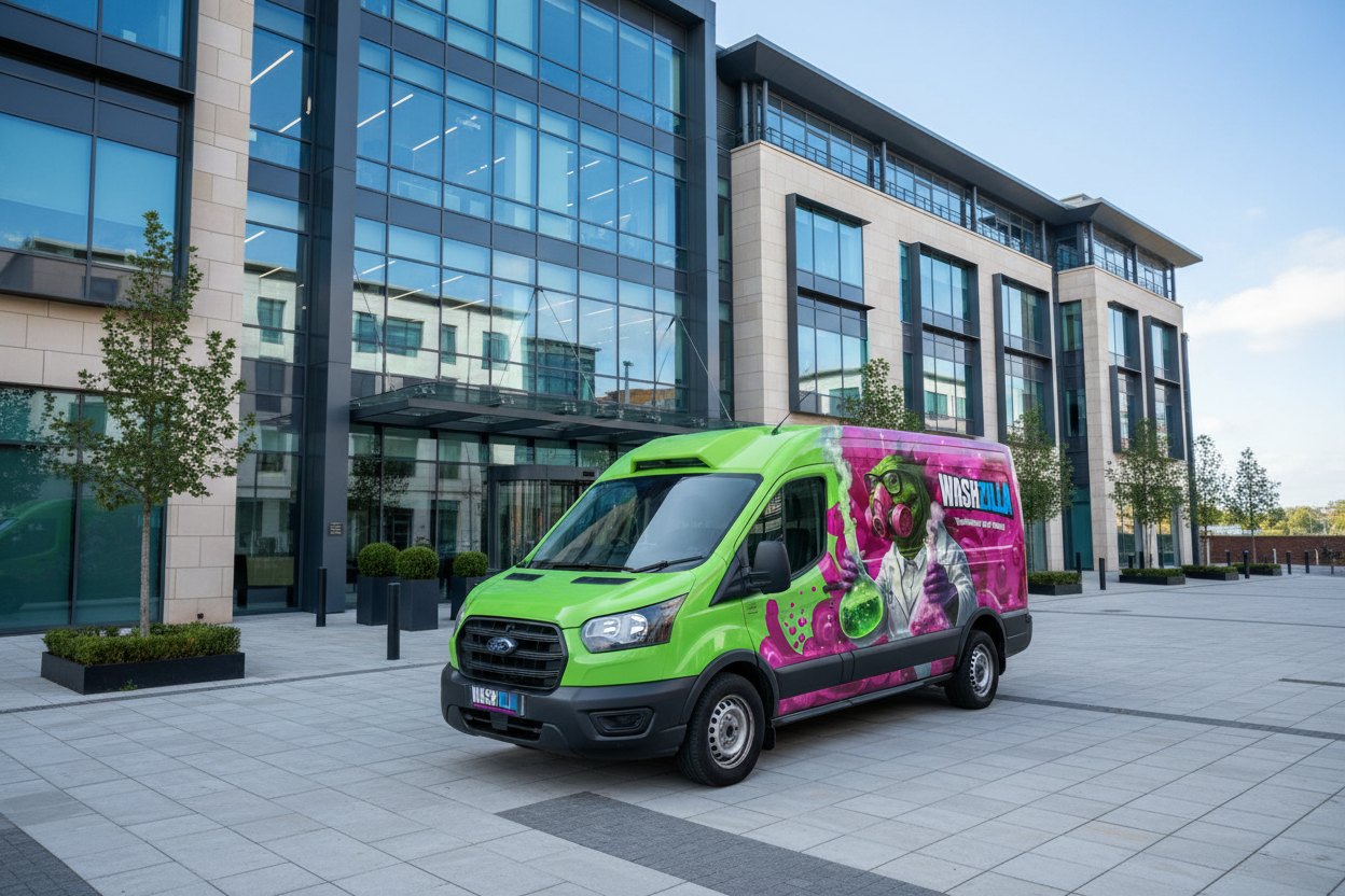 Washzilla Van at Commercial Building